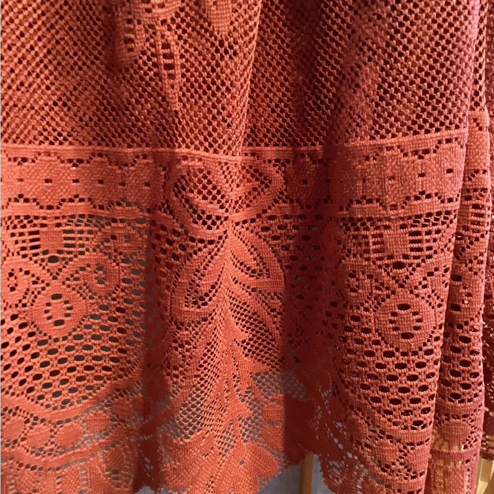 Free People Kristal Lace Salinas Foil Print Dress Rust Women's Size 4